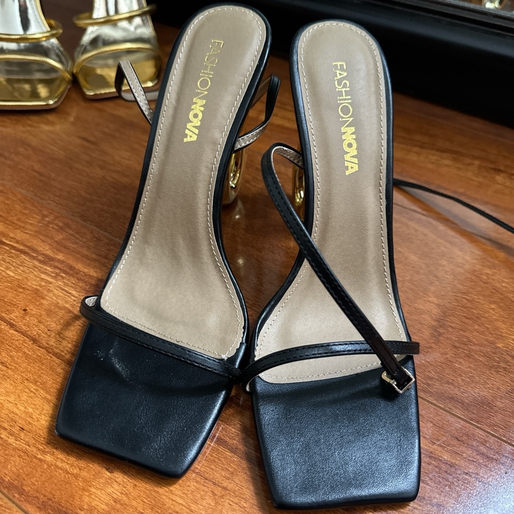 Fashion Nova Black Strappy Heels